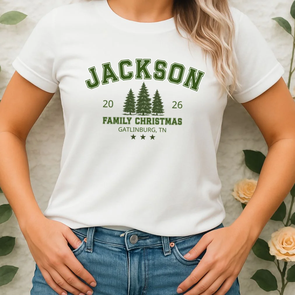 Custom Personalized Family Christmas Name Women's T-Shirt - Front 1