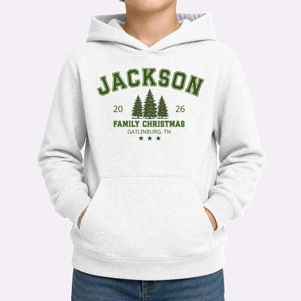 Custom Personalized Family Christmas Name Kids Hoodie - Front 1