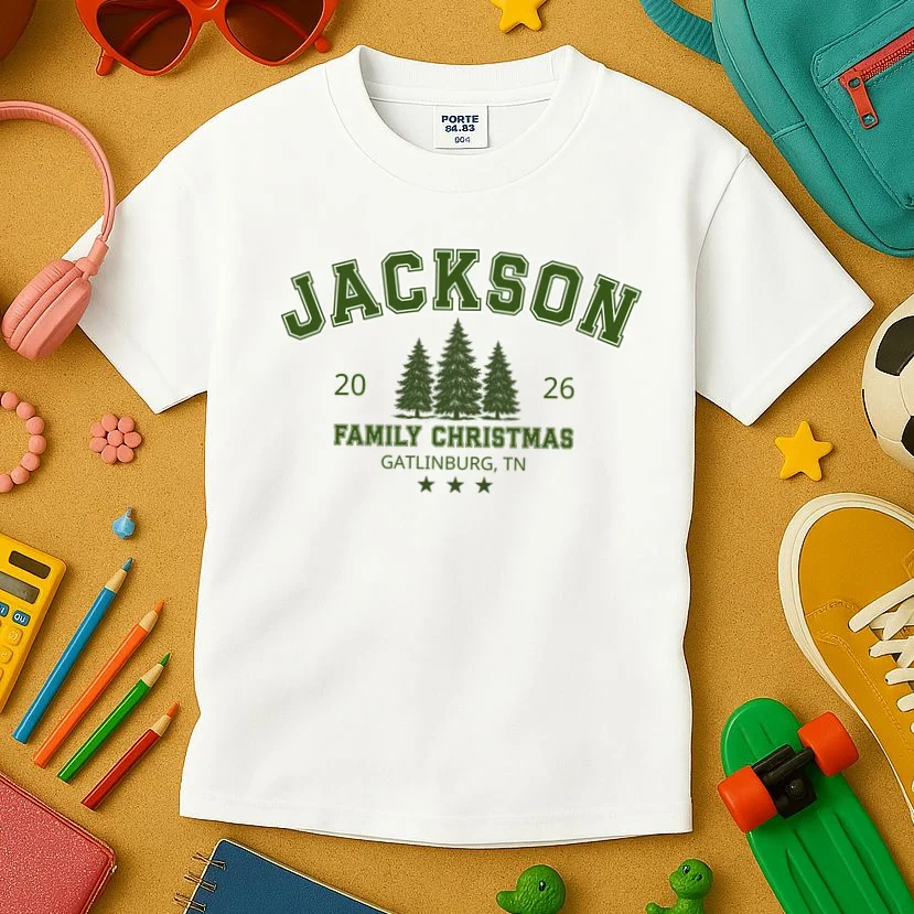 Custom Personalized Family Christmas Name Kids T-Shirt - Front 2