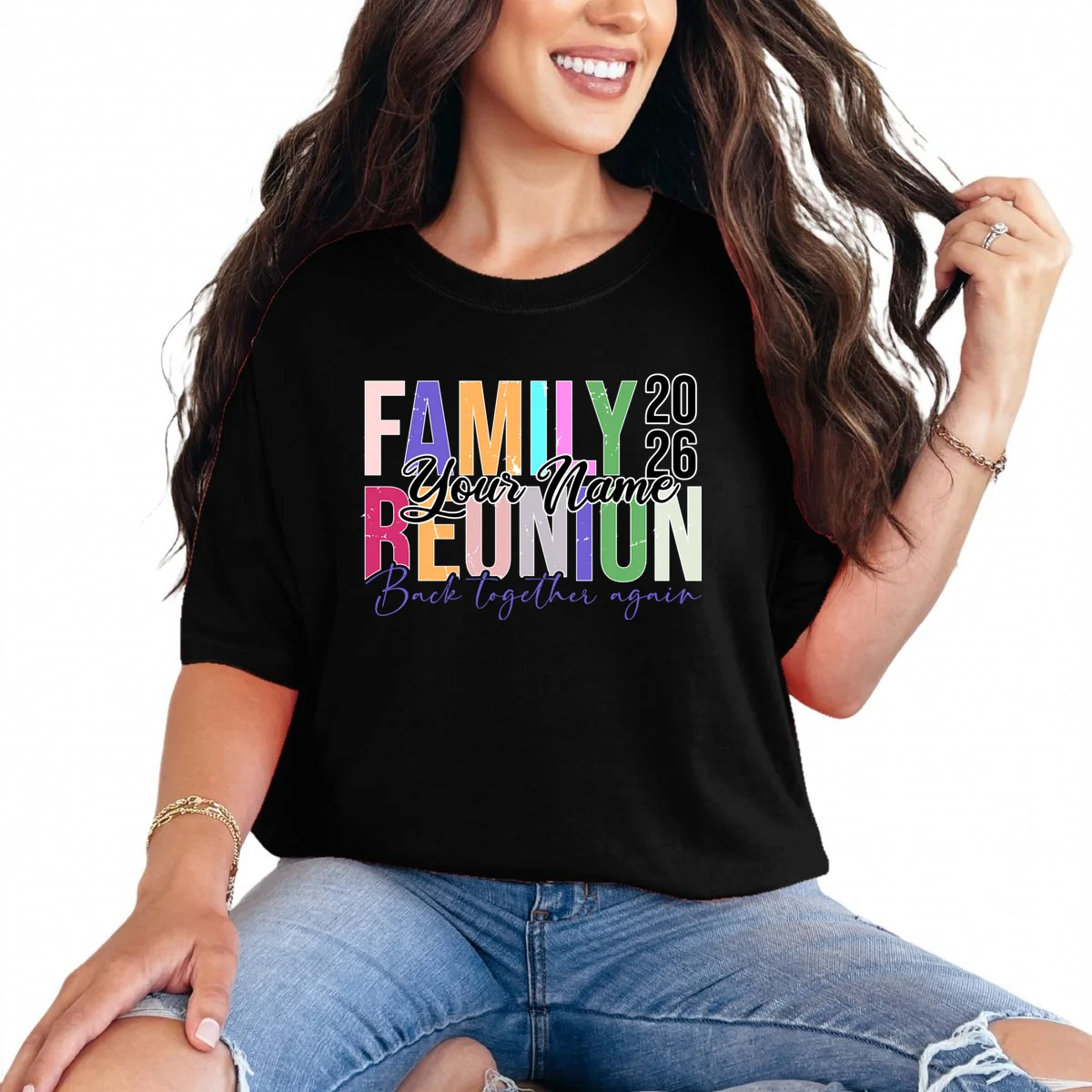 Custom Personalized FAMILY REUNION 2026 Your Name Back together again T-Shirt - Front