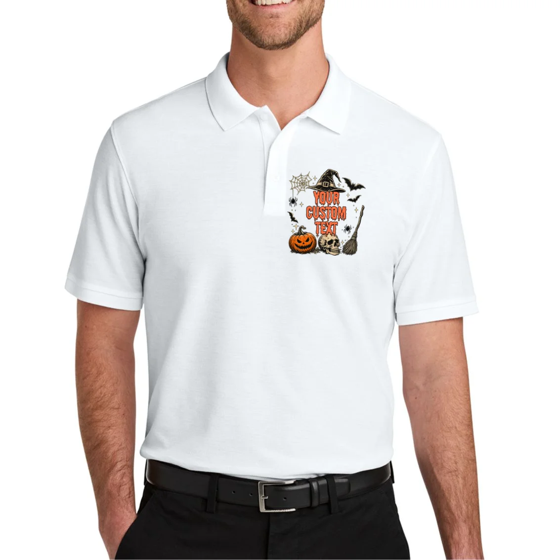 Custom Personalized Halloween Men's Polo - Front 1