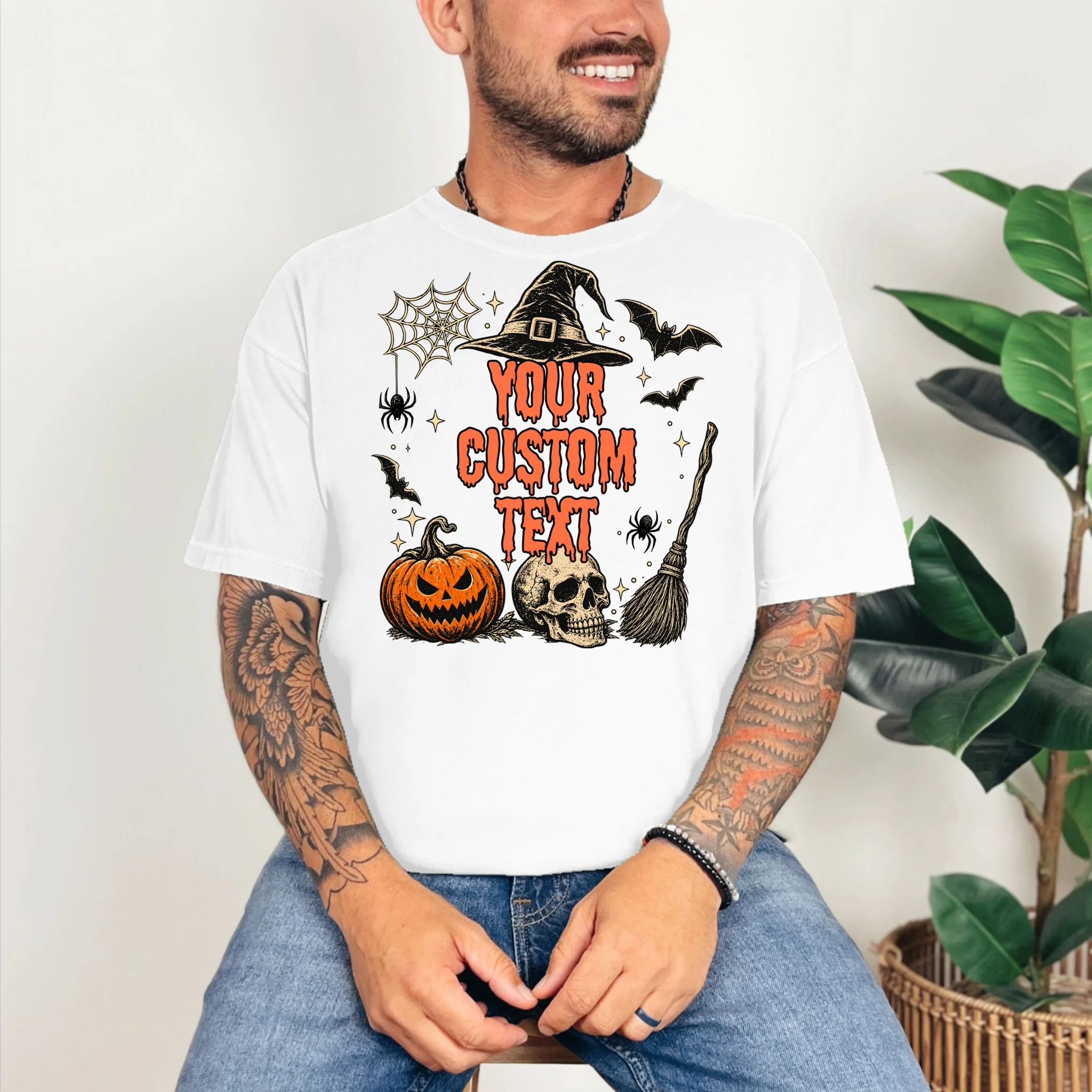 Custom Personalized Halloween Shirt - Matching Halloween Tee Comfort Colors Unisex T-Shirt - Front 2