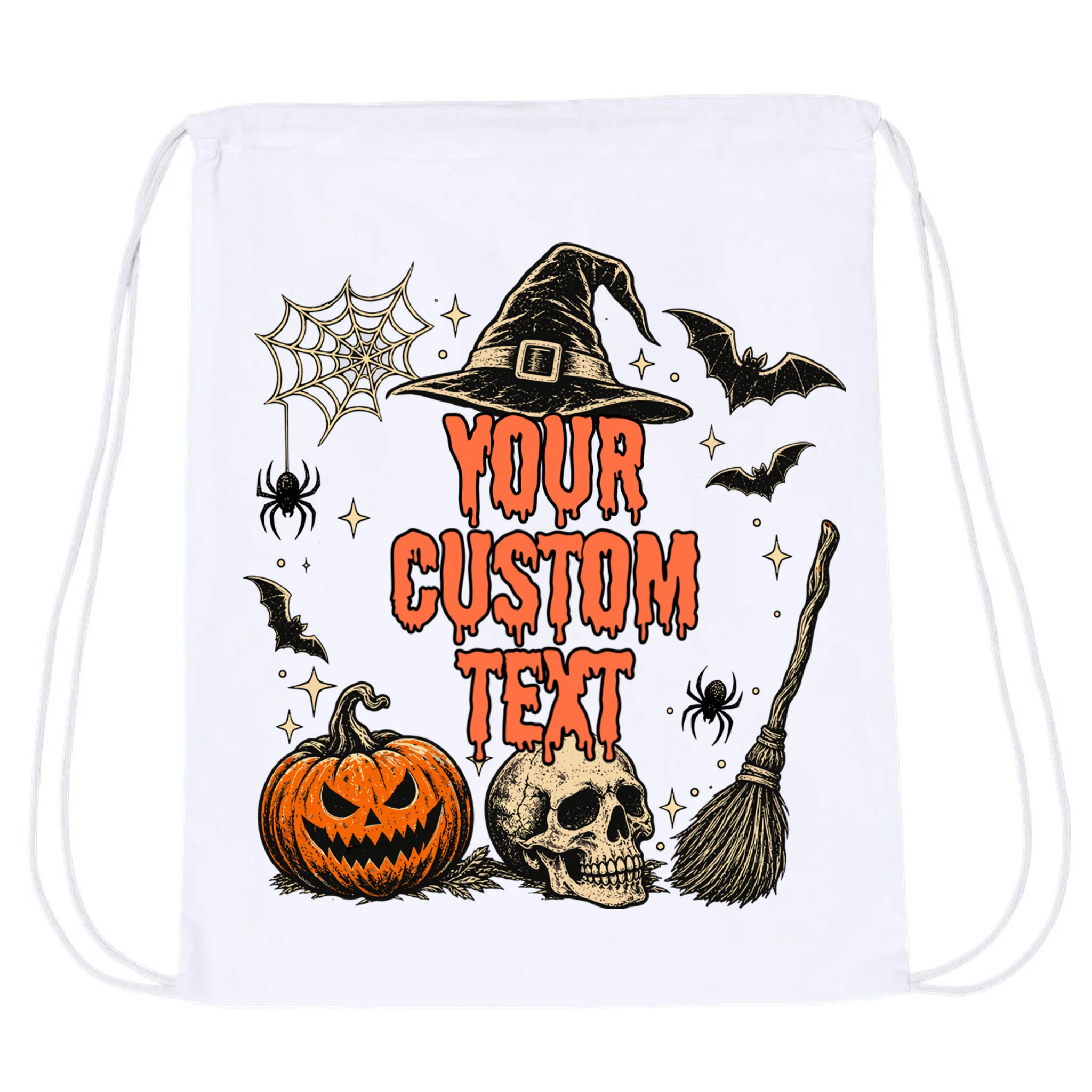 Custom Personalized Halloween Shirt - Matching Halloween Tee Drawstring Bag - Front