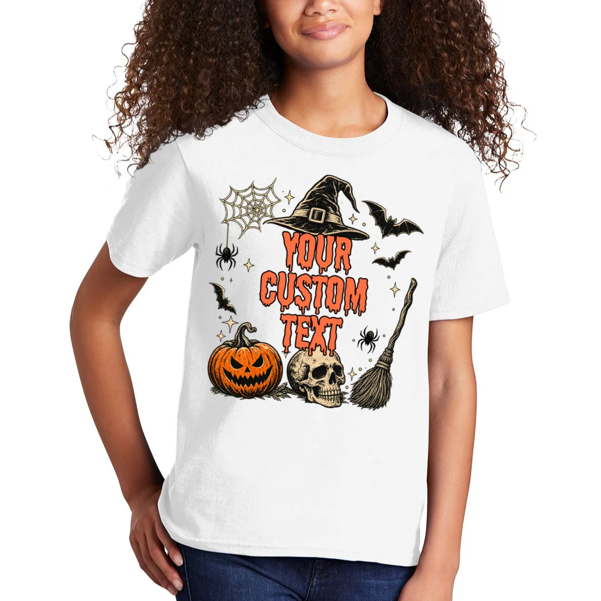 Custom Personalized Halloween Shirt - Matching Halloween Tee Kids T-Shirt - Front 1