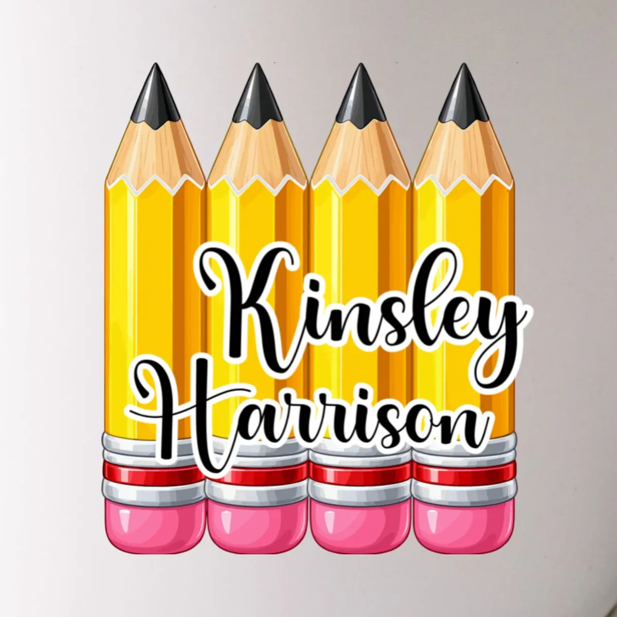 Custom Pencil Name Sticker, Personalized Back to School Name Labels for Kids Coffee Mug - Front - Close-up