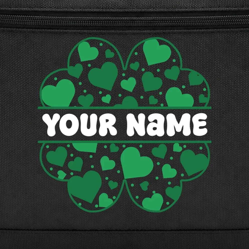 Custom Personalized Name St. Patrick's Day 4 Leaf Clover Hearts Briefcase - Front - Close-up