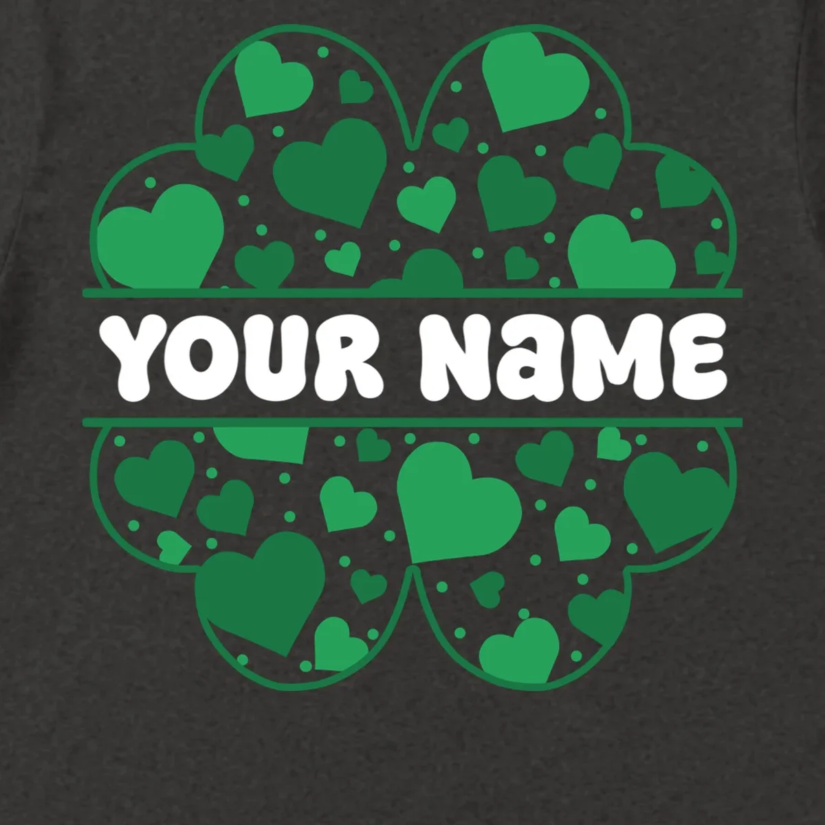 Custom Personalized Name St. Patrick's Day 4 Leaf Clover Hearts Men's T-Shirt - Front - Close-up