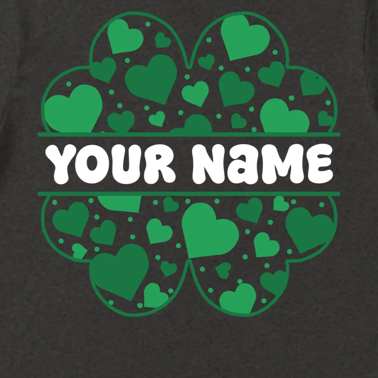 Custom Personalized Name St. Patrick's Day 4 Leaf Clover Hearts Men's T-Shirt - Front - Close-up