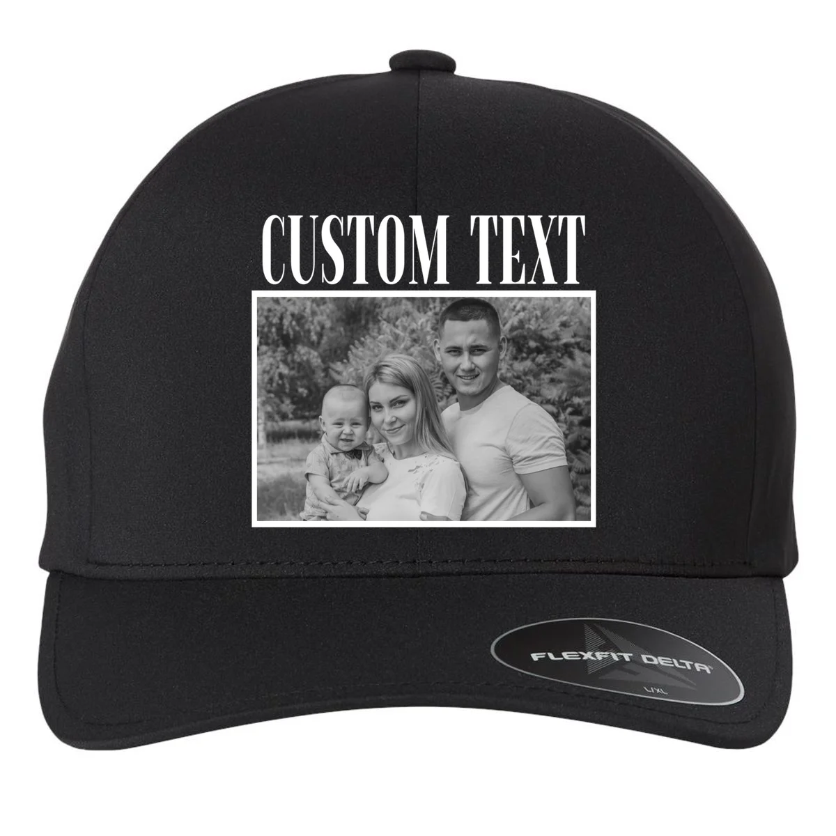 Custom Photo Personalized Portrait Flexfit Men's Snapback Hat - Front