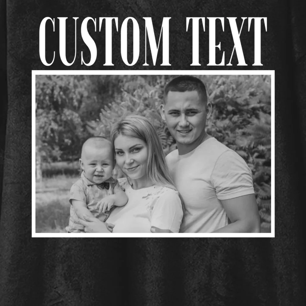 Custom Photo Personalized Portrait Hooded Blanket - Front - Close-up