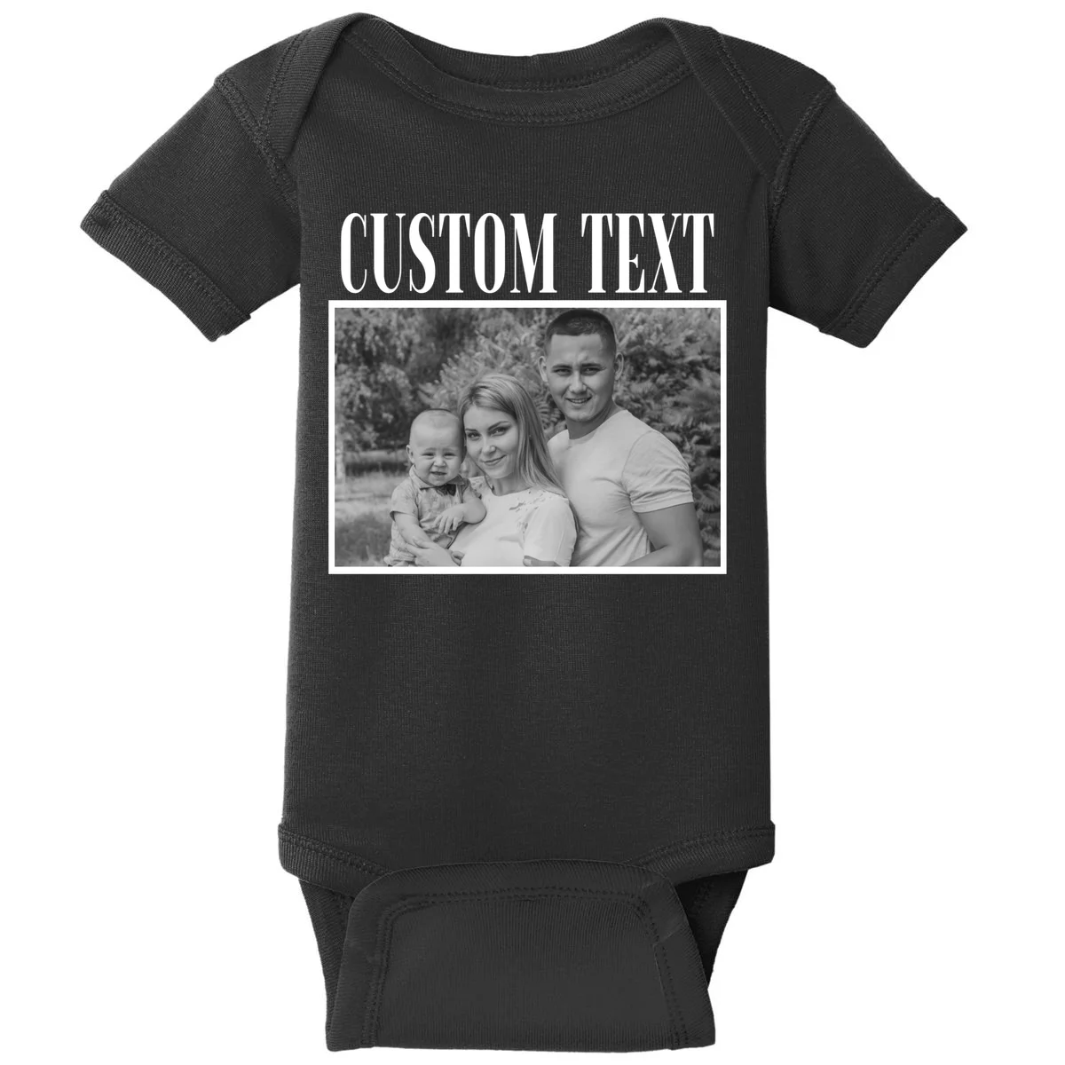 Custom Photo Personalized Portrait Baby Bodysuit - Front