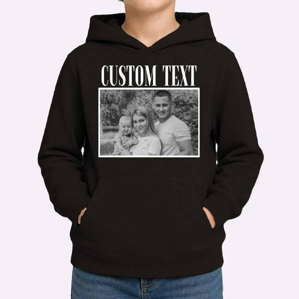Custom Photo Personalized Portrait Kids Hoodie - Front 1