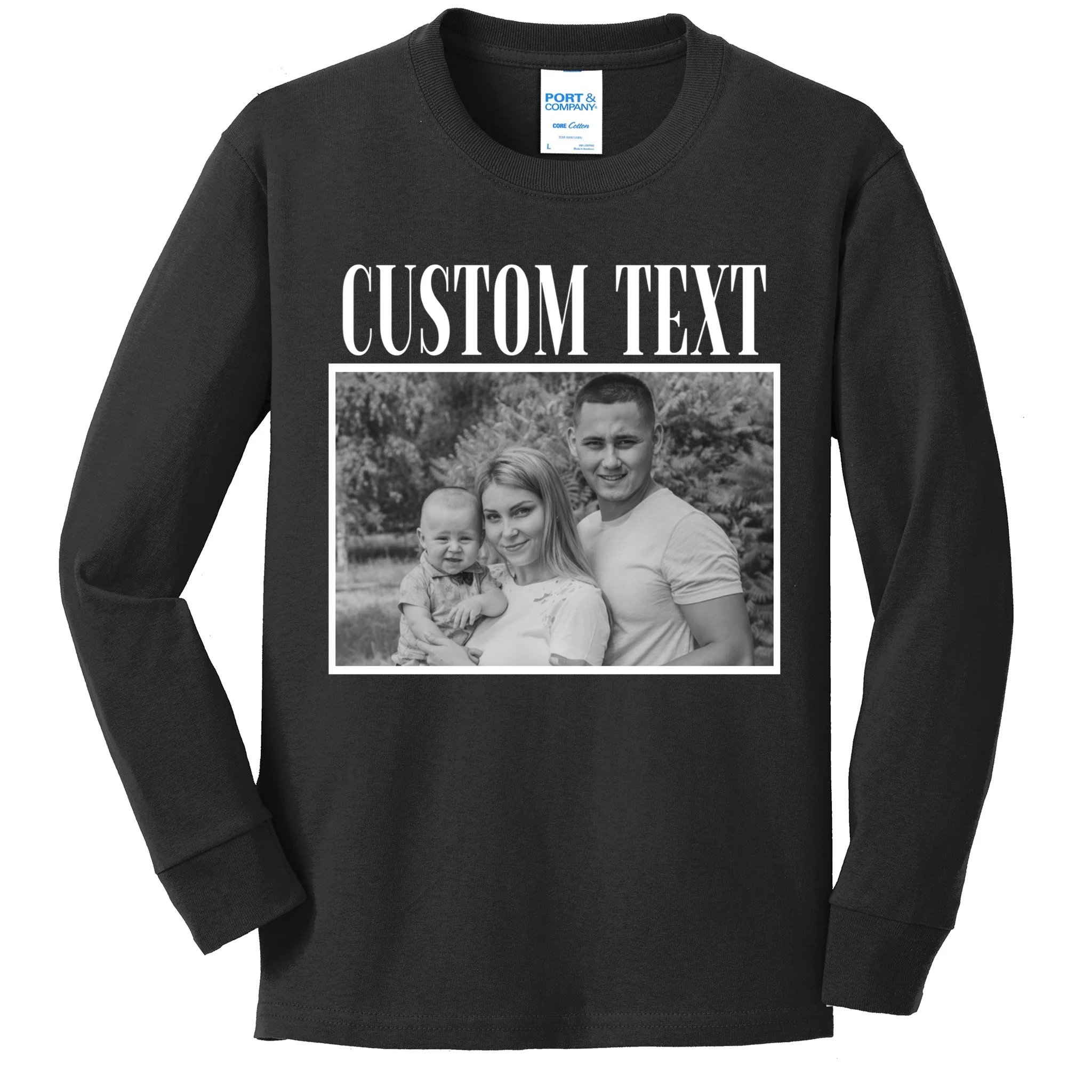 Custom Photo Personalized Portrait Kids Long Sleeve Shirt - Front