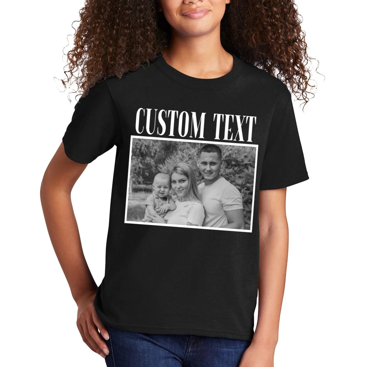 Custom Photo Personalized Portrait Kids T-Shirt - Front 1