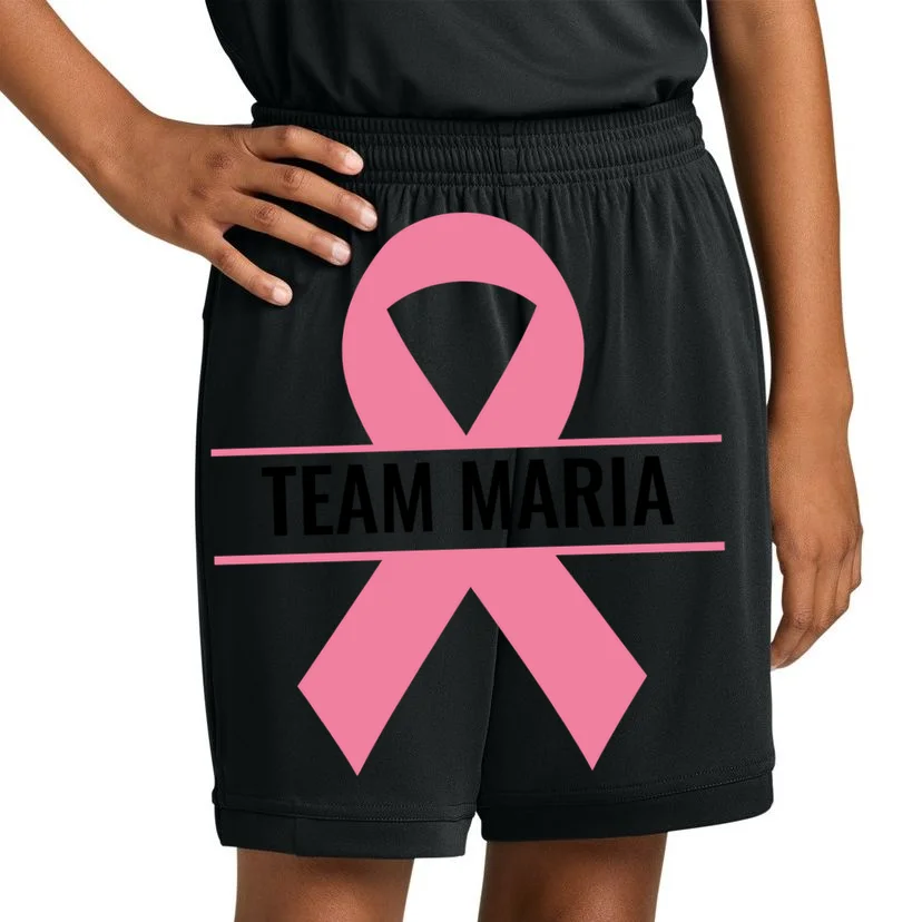 Customizable Pink Ribbon Support Kids Shorts - Front 1