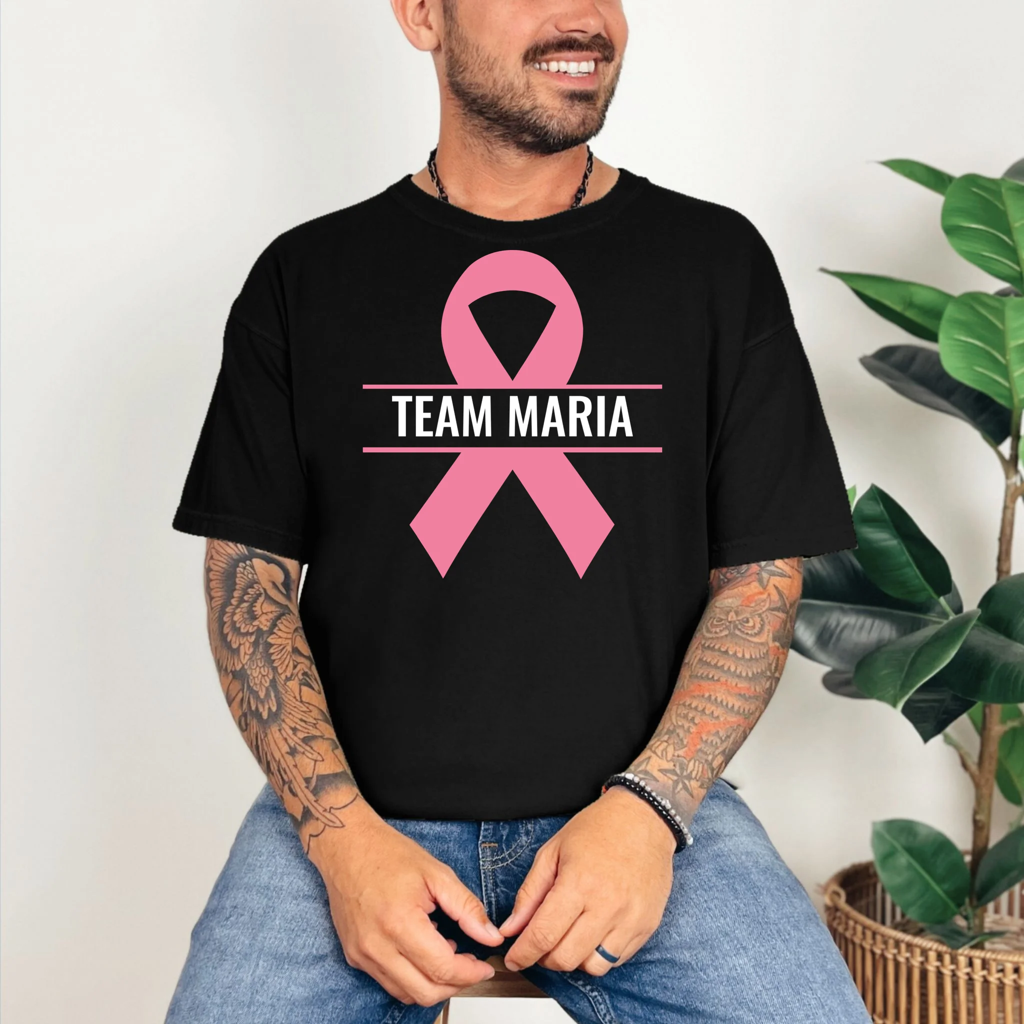 Customizable Pink Ribbon Support T-Shirt - Front 2