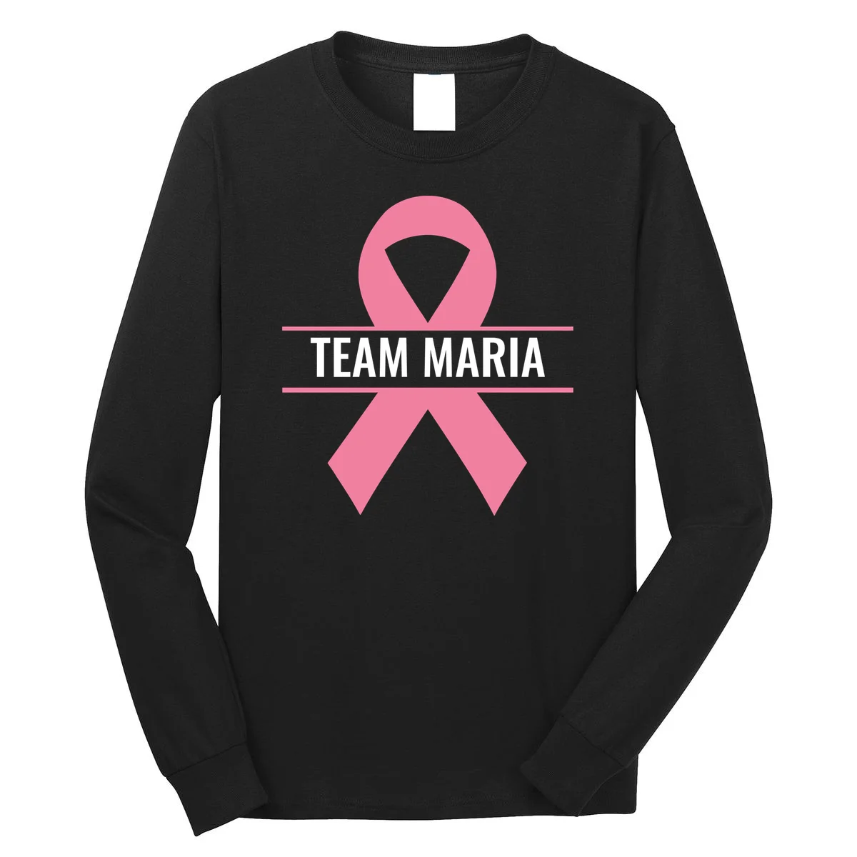 Customizable Pink Ribbon Support Long Sleeve Shirt - Front