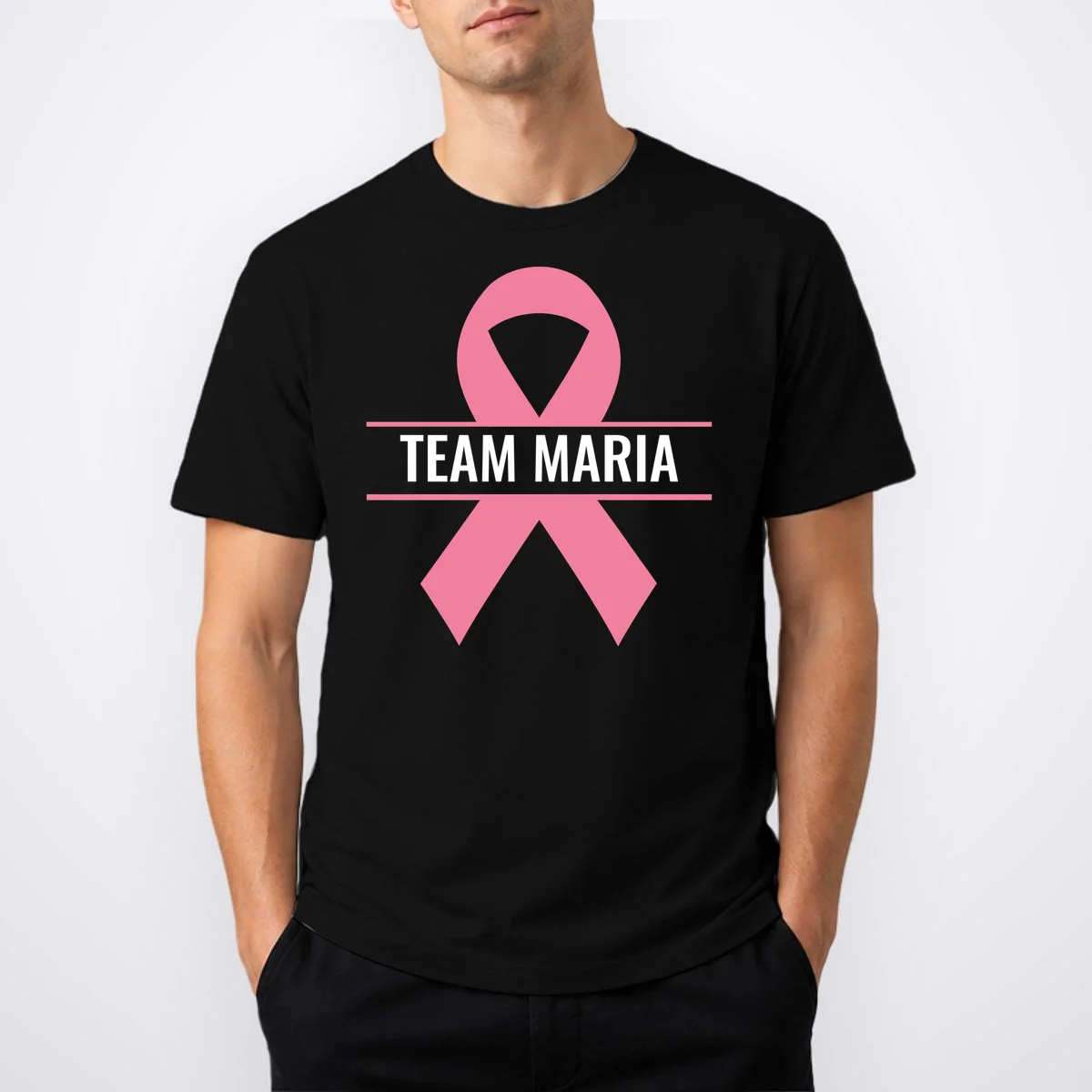 Customizable Pink Ribbon Support T-Shirt - Front 1