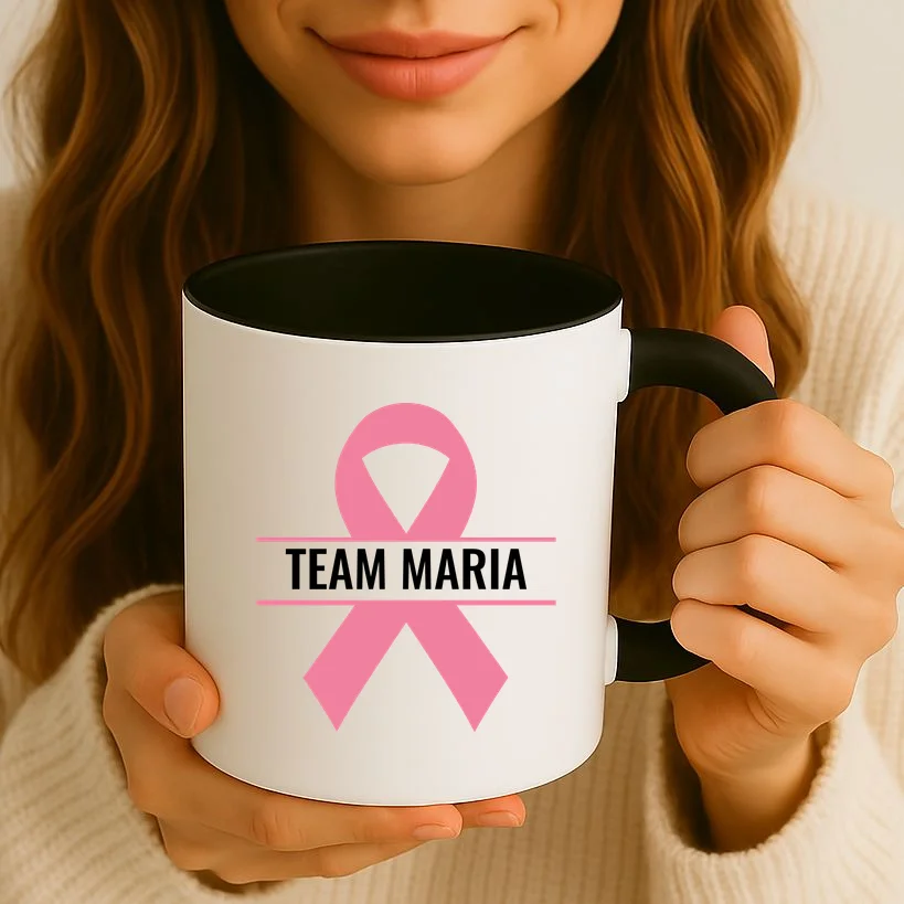 Customizable Pink Ribbon Support Coffee Mug - Front 2