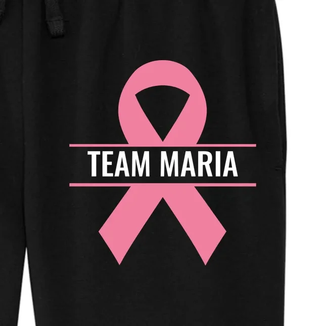Customizable Pink Ribbon Support Women's Fleece Sweatpants - Front - Close-up