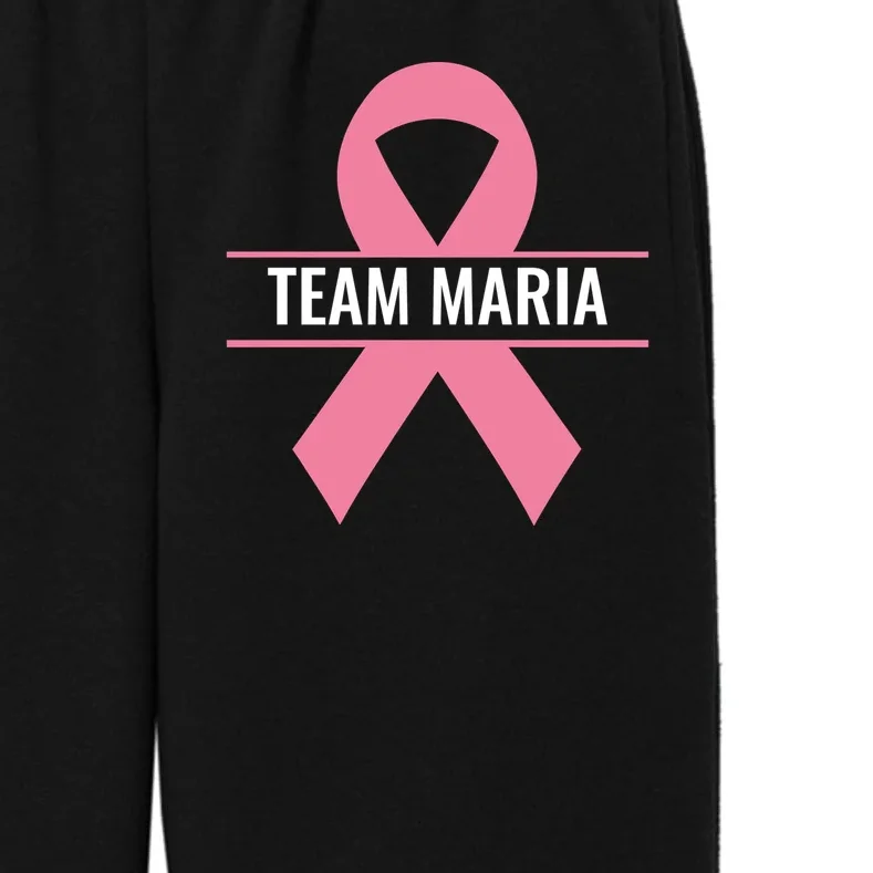 Customizable Pink Ribbon Support Kids Fleece Sweatpants - Front - Close-up