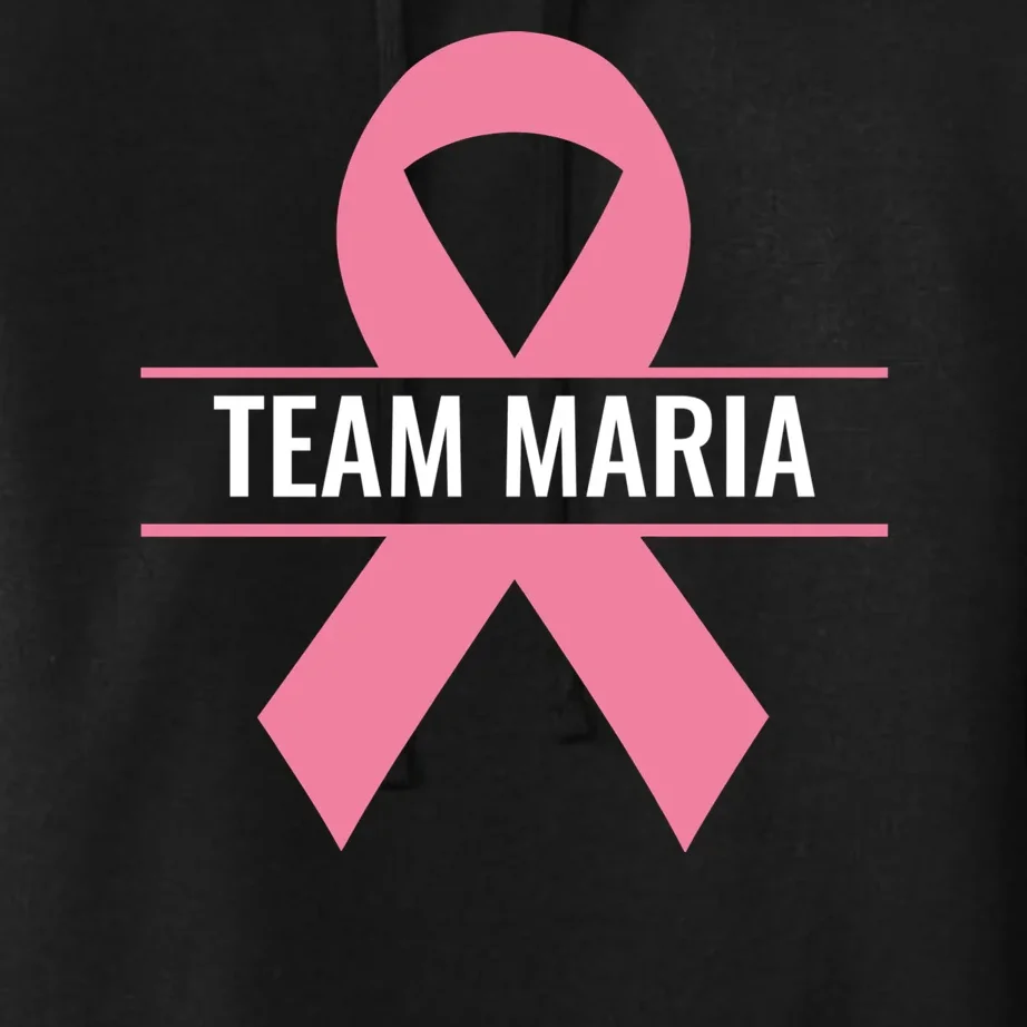 Customizable Pink Ribbon Support Women's Pullover Hoodie - Front - Close-up