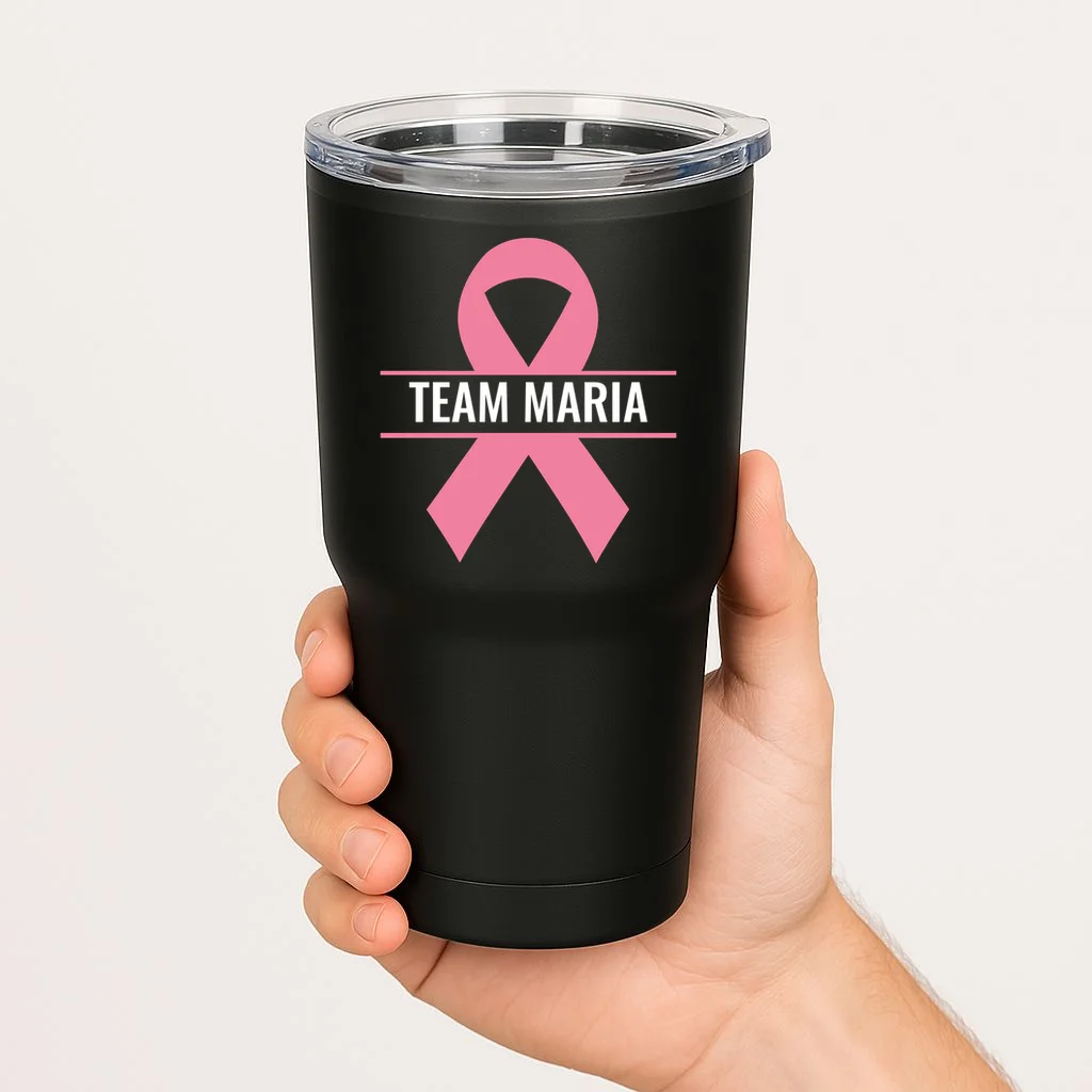 Customizable Pink Ribbon Support 20oz Tumbler - Front 1