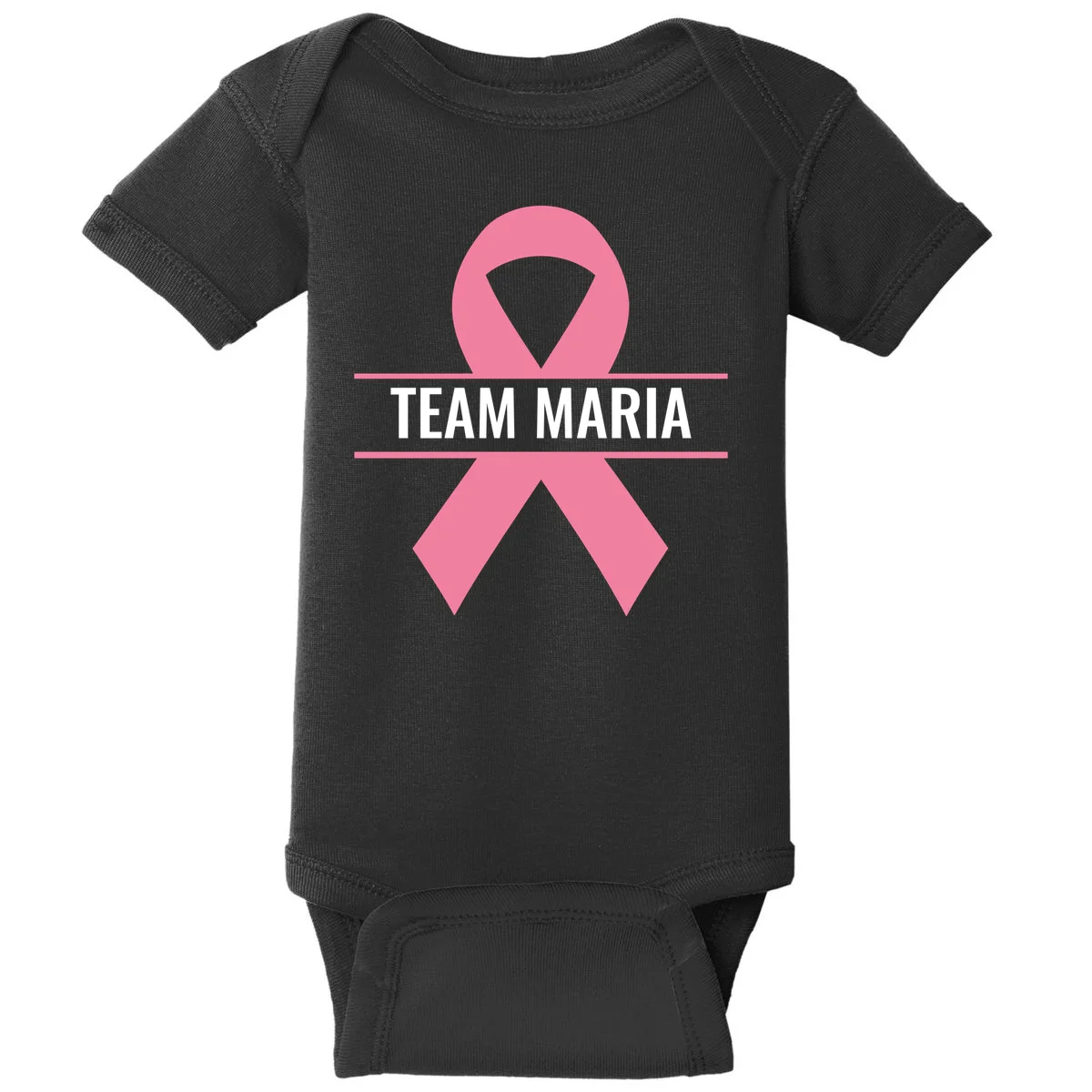 Customizable Pink Ribbon Support Baby Bodysuit - Front
