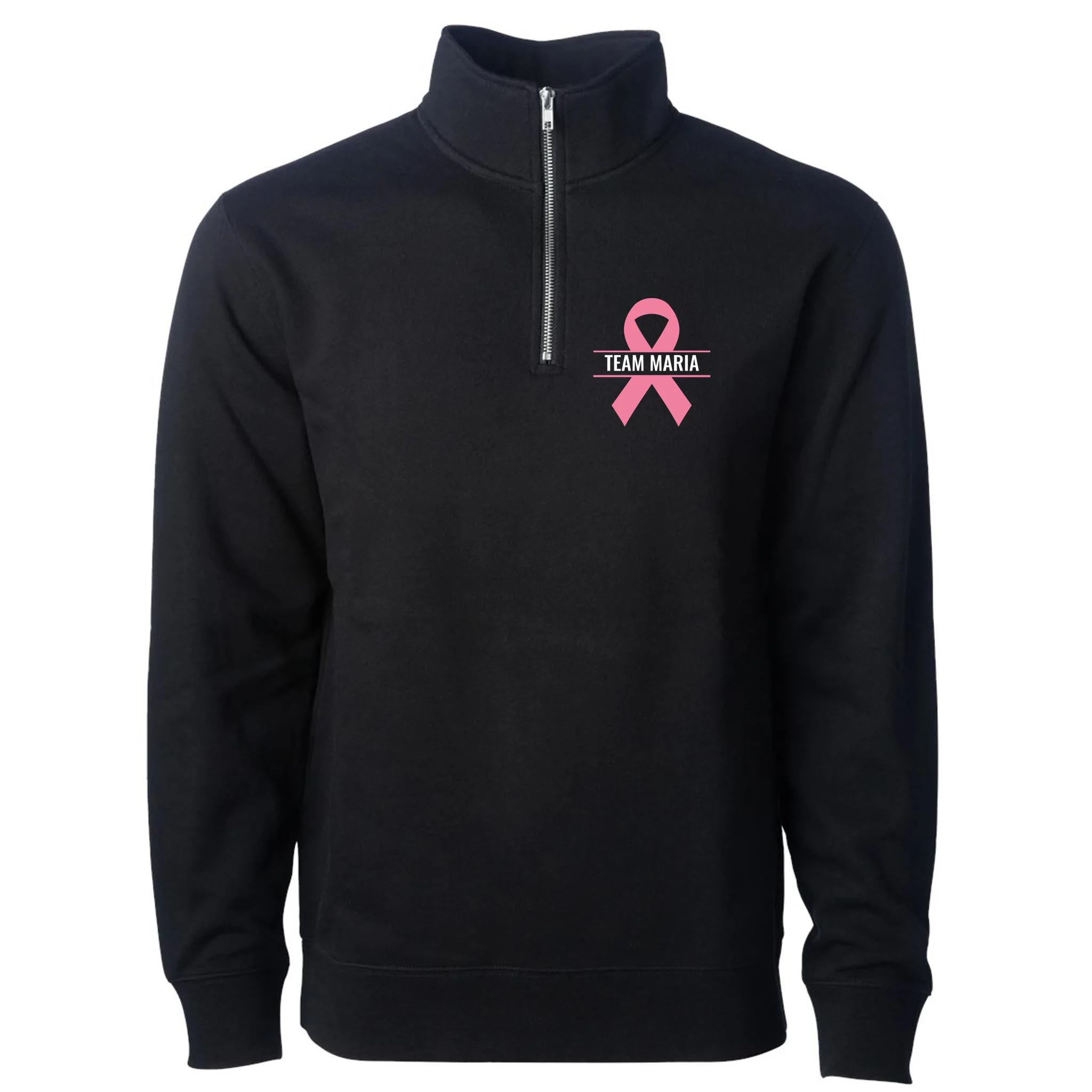 Customizable Pink Ribbon Support Men's Pullover Quarter Zip - Front