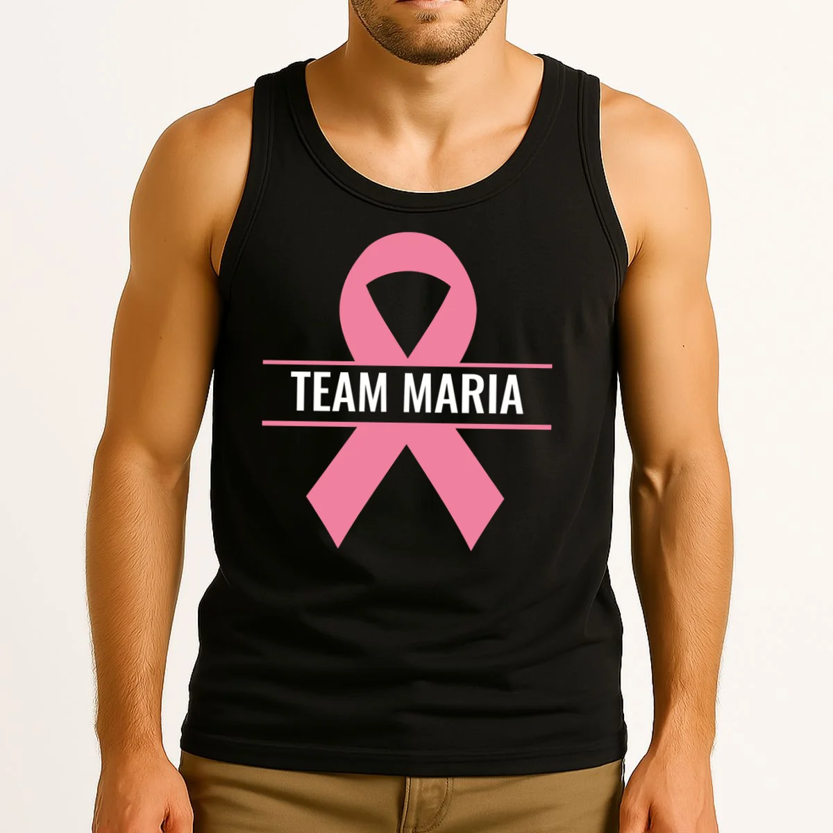 Customizable Pink Ribbon Support Tank Top - Front 2