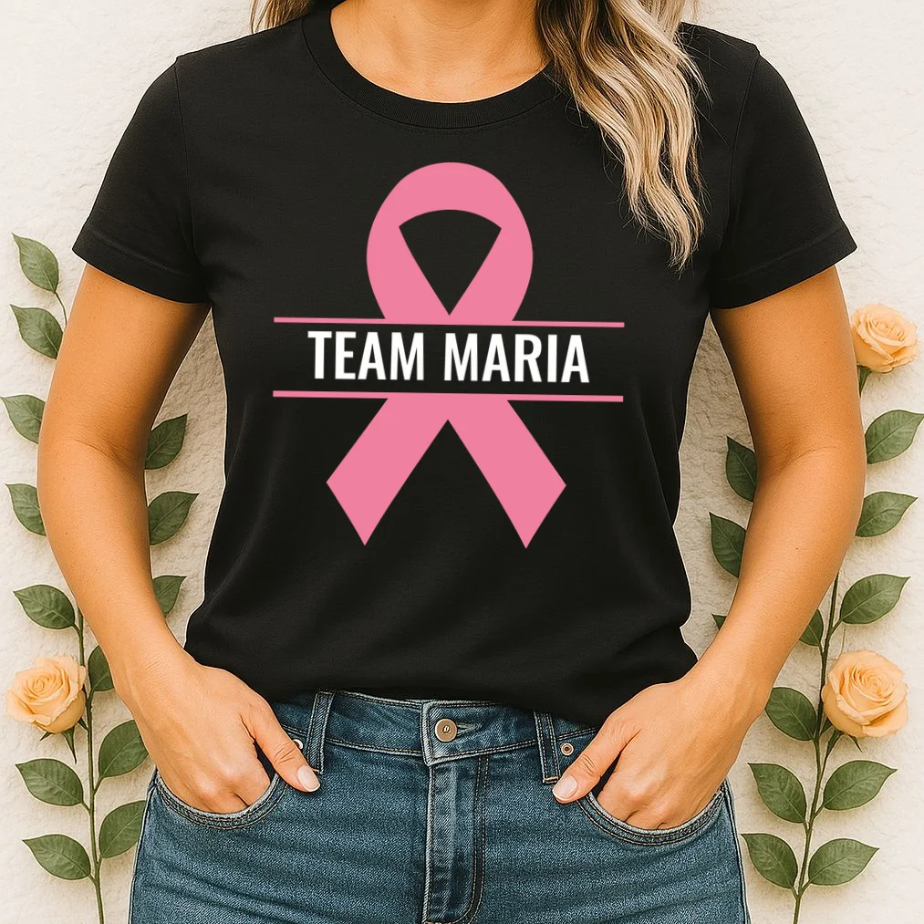 Customizable Pink Ribbon Support Women's T-Shirt - Front 1