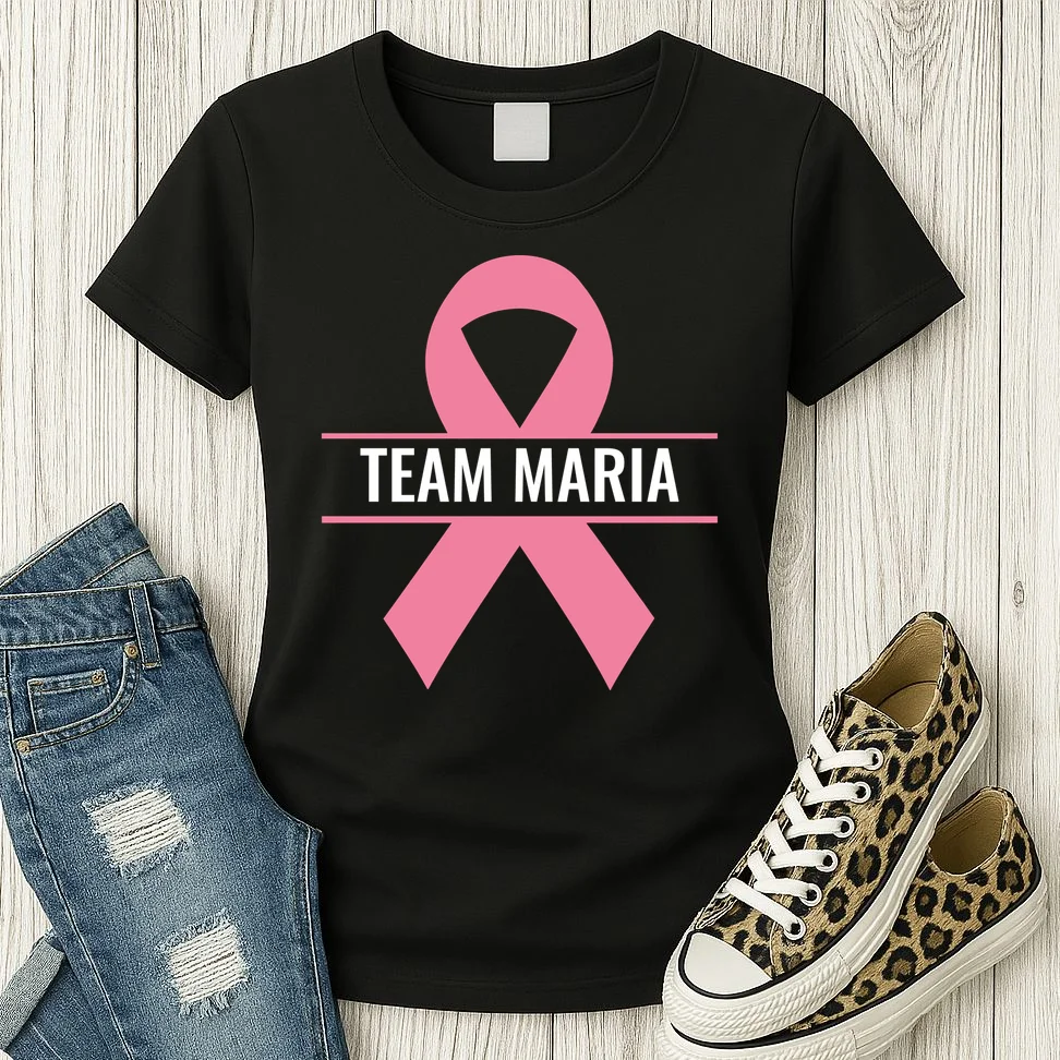Customizable Pink Ribbon Support Women's T-Shirt - Front 2