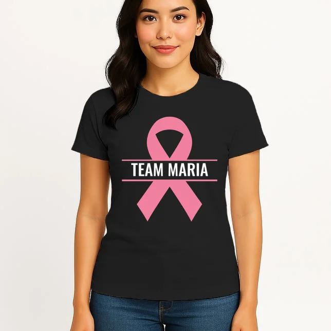 Customizable Pink Ribbon Support Women's T-Shirt - Front 3