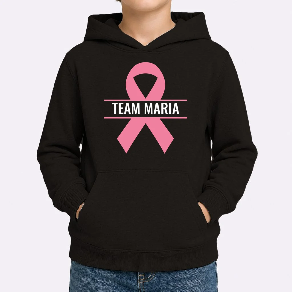 Customizable Pink Ribbon Support Kids Hoodie - Front 1