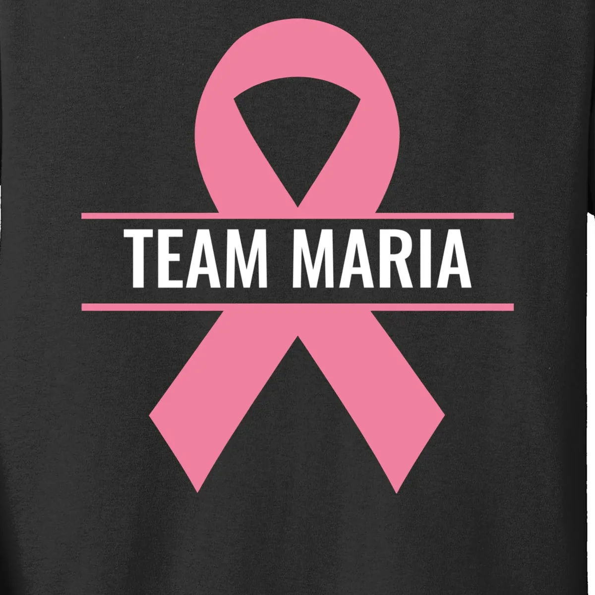 Customizable Pink Ribbon Support Kids Long Sleeve Shirt - Front - Close-up