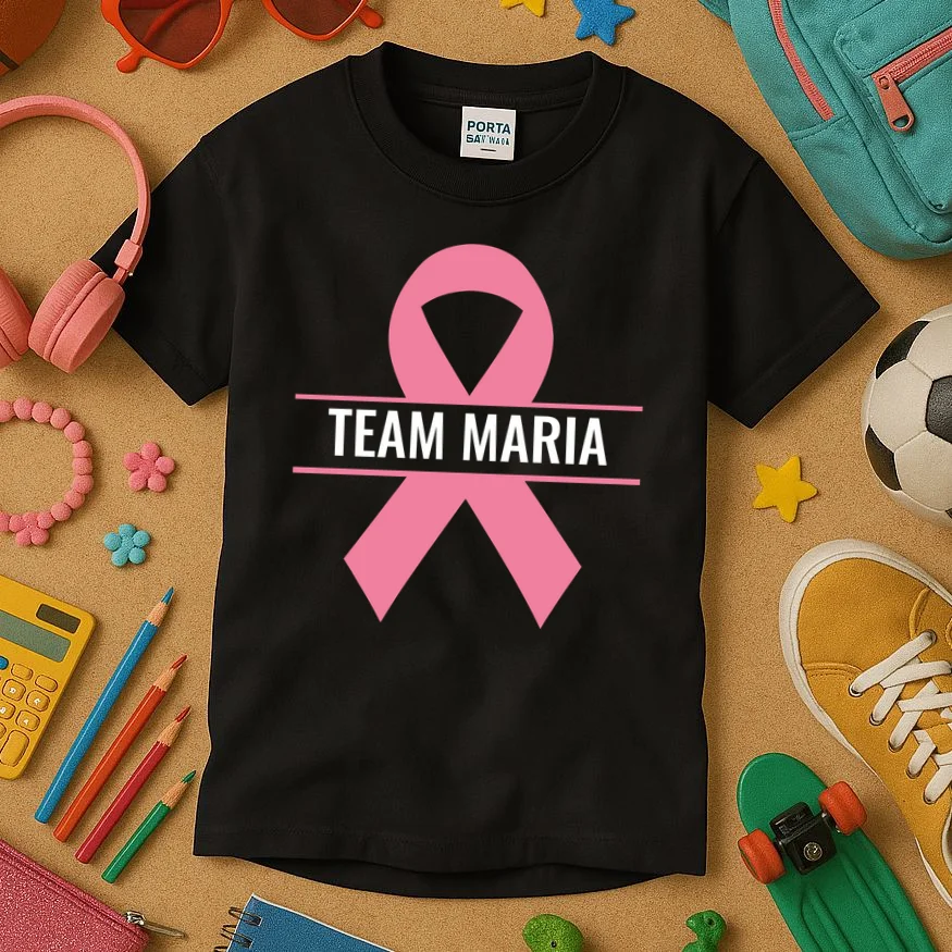 Customizable Pink Ribbon Support Kids T-Shirt - Front 2