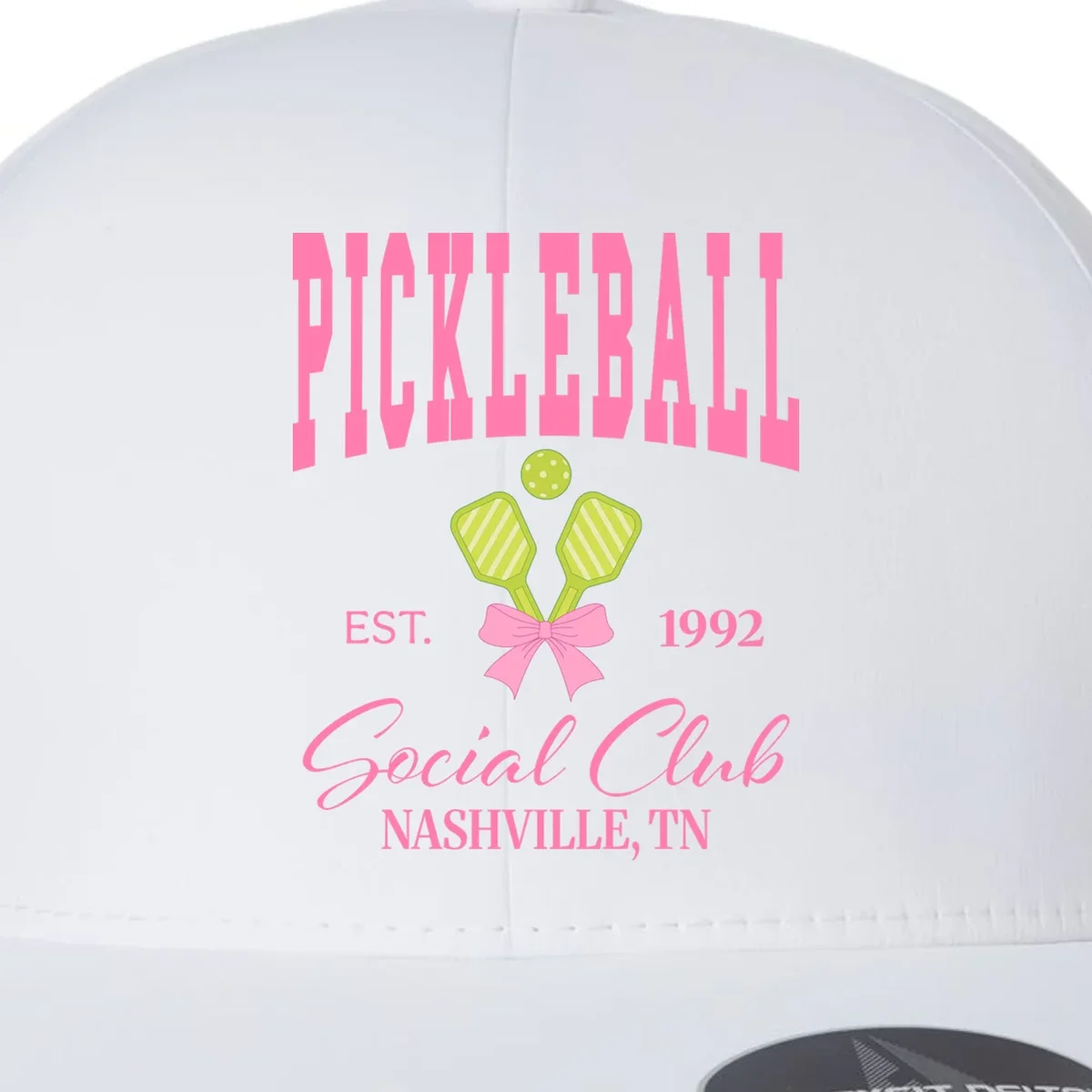 Custom Pickleball Social Club Personalized Flexfit Men's Snapback Hat - Front - Close-up