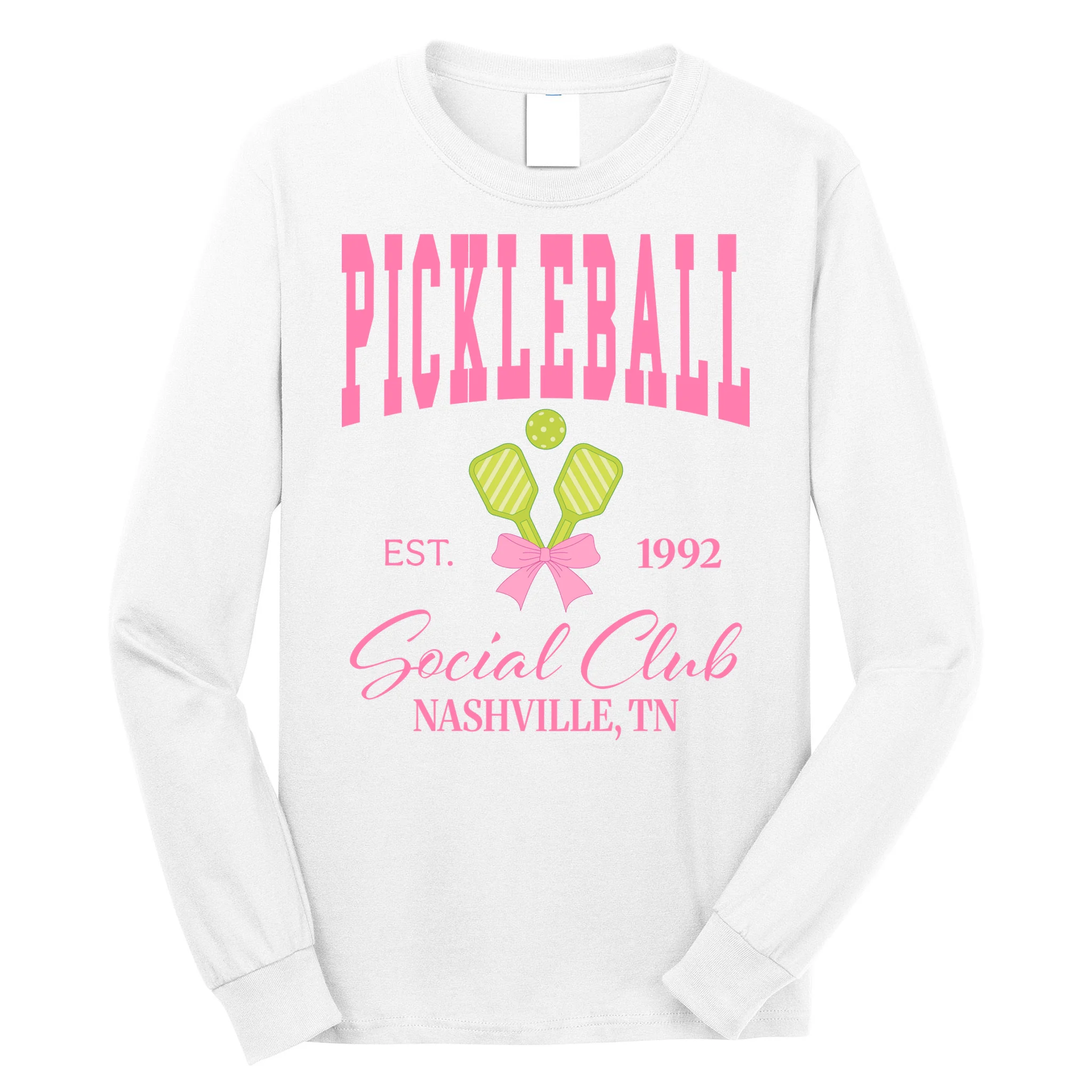 Custom Pickleball Social Club Personalized Men's Long Sleeve Shirt - Front