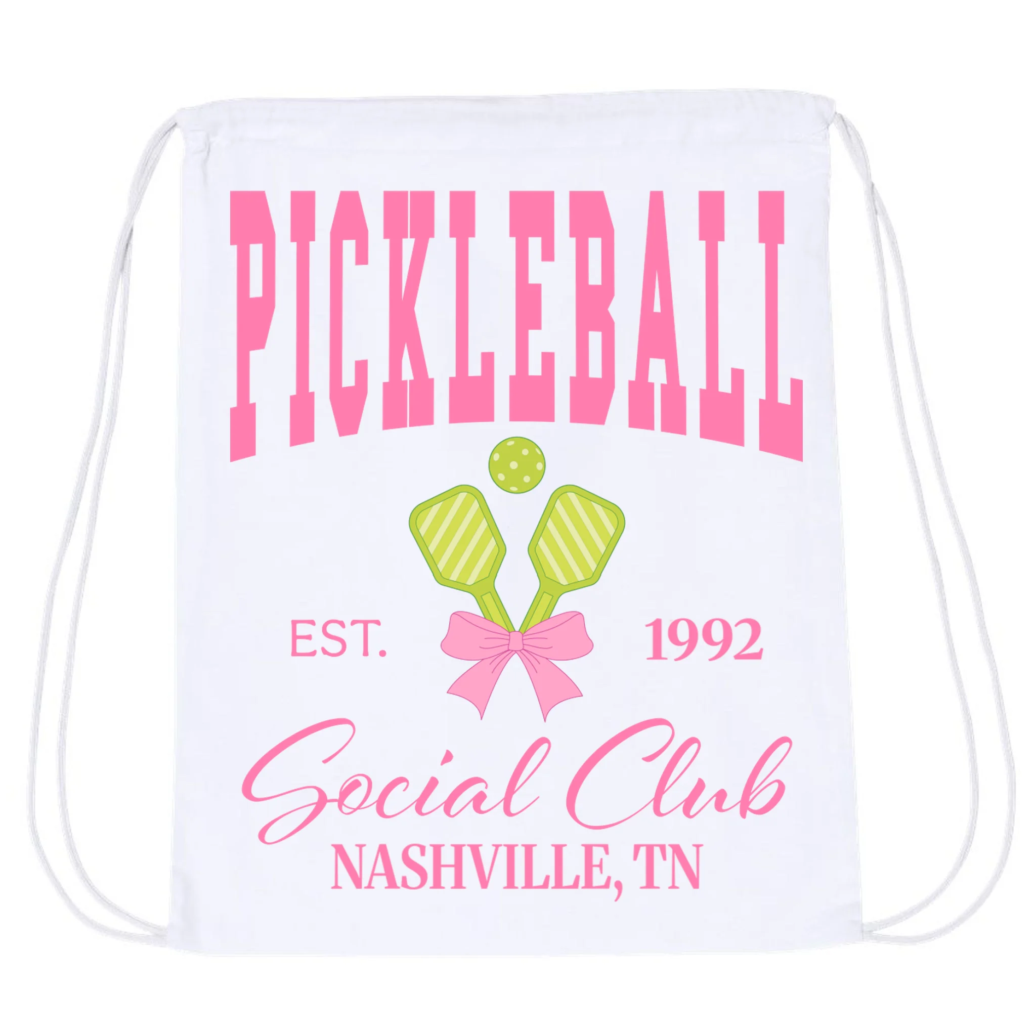 Custom Pickleball Social Club Personalized Drawstring Bag - Front