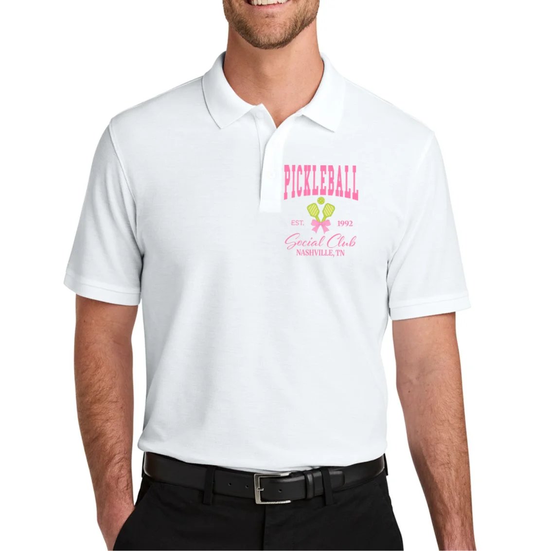 Custom Pickleball Social Club Personalized Men's Polo - Front 1