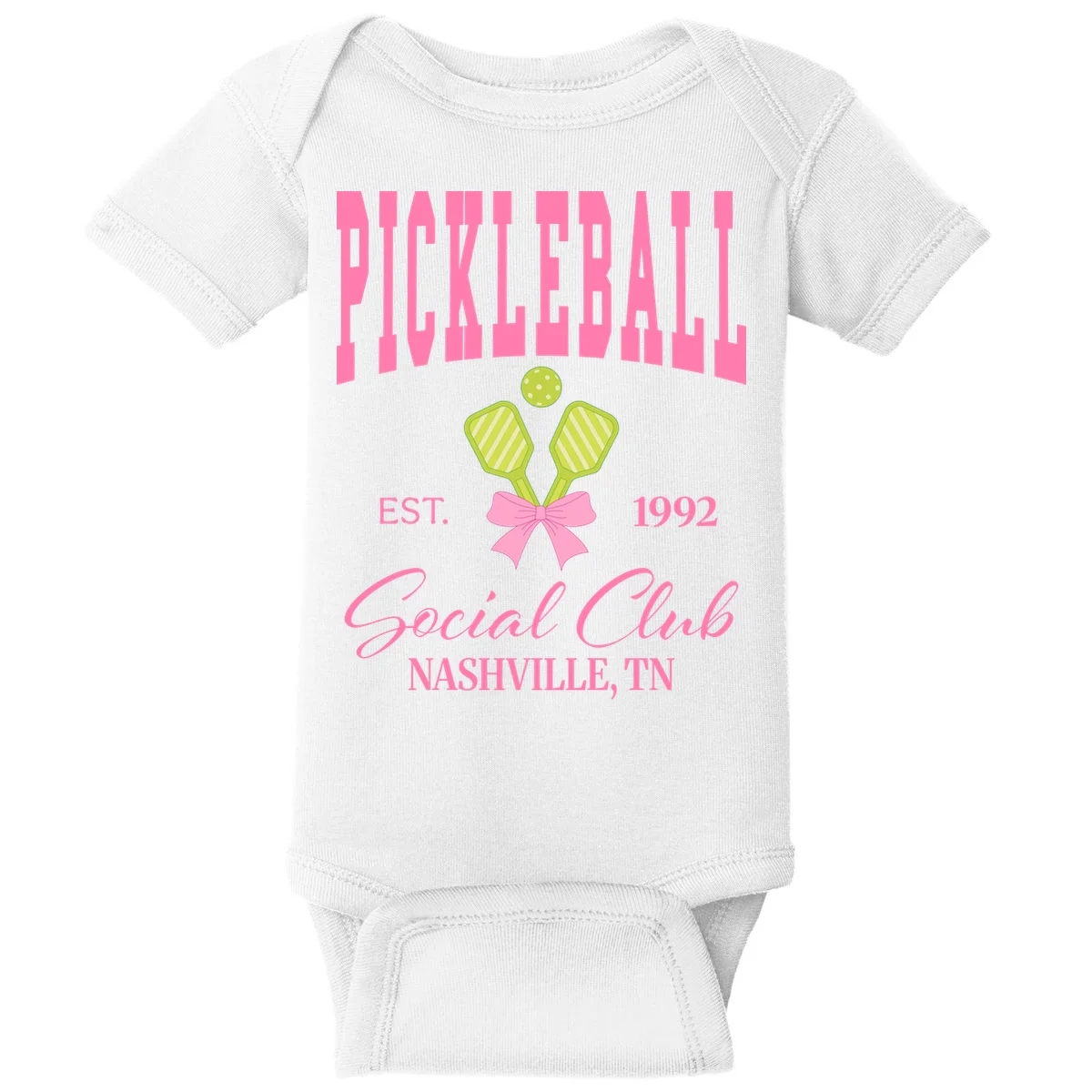 Custom Pickleball Social Club Personalized Baby Bodysuit - Front