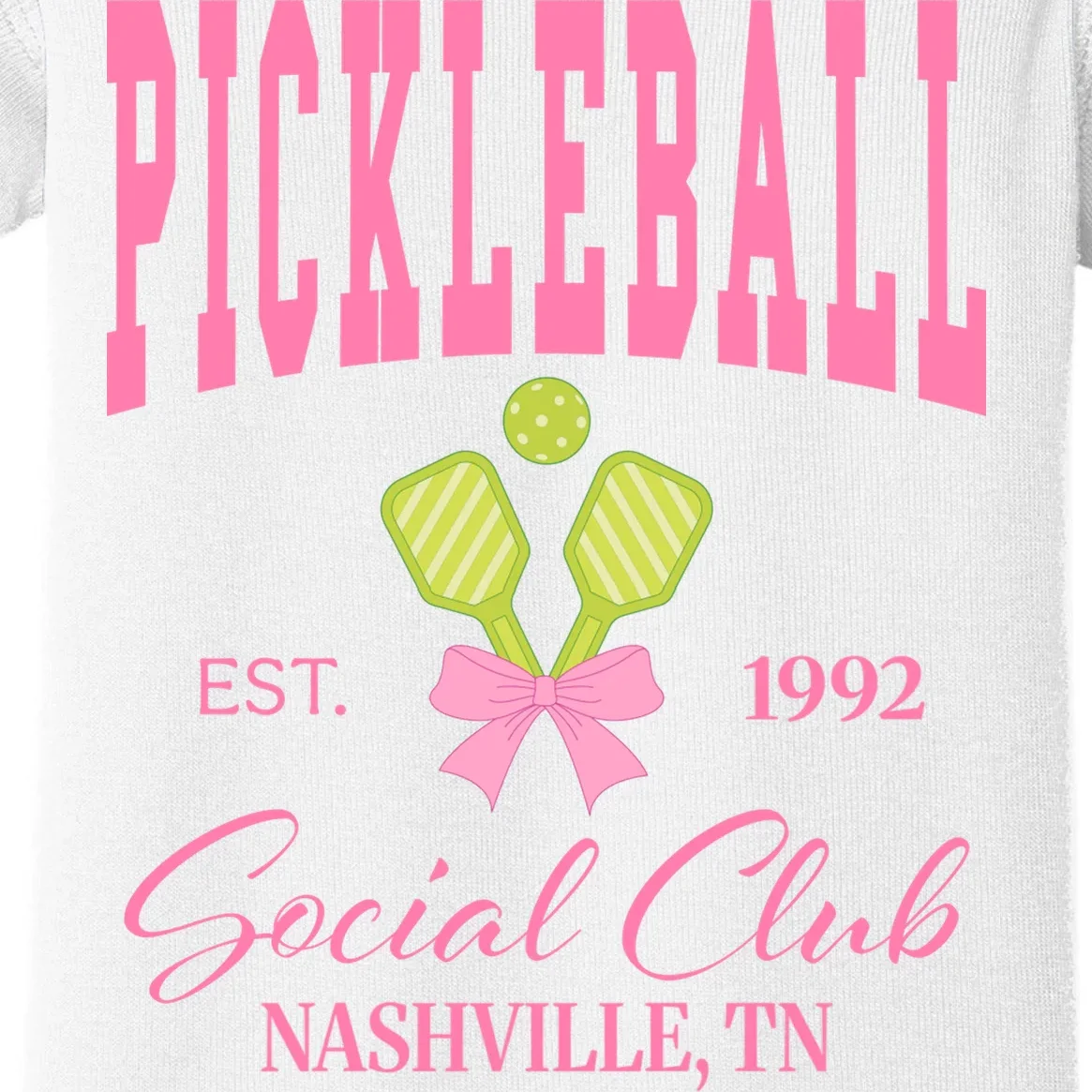 Custom Pickleball Social Club Personalized Baby Bodysuit - Front - Close-up