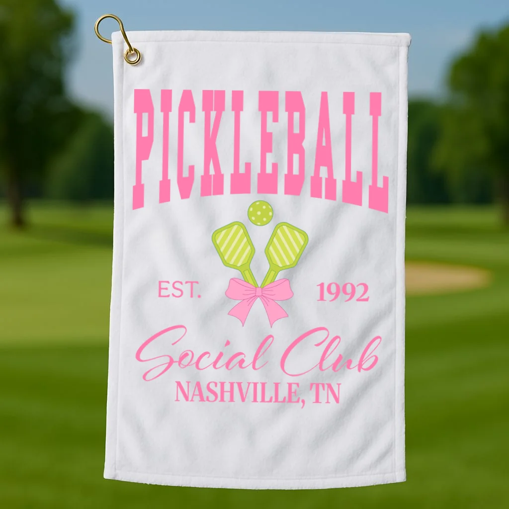 Custom Pickleball Social Club Personalized Golf Towel - Front 1
