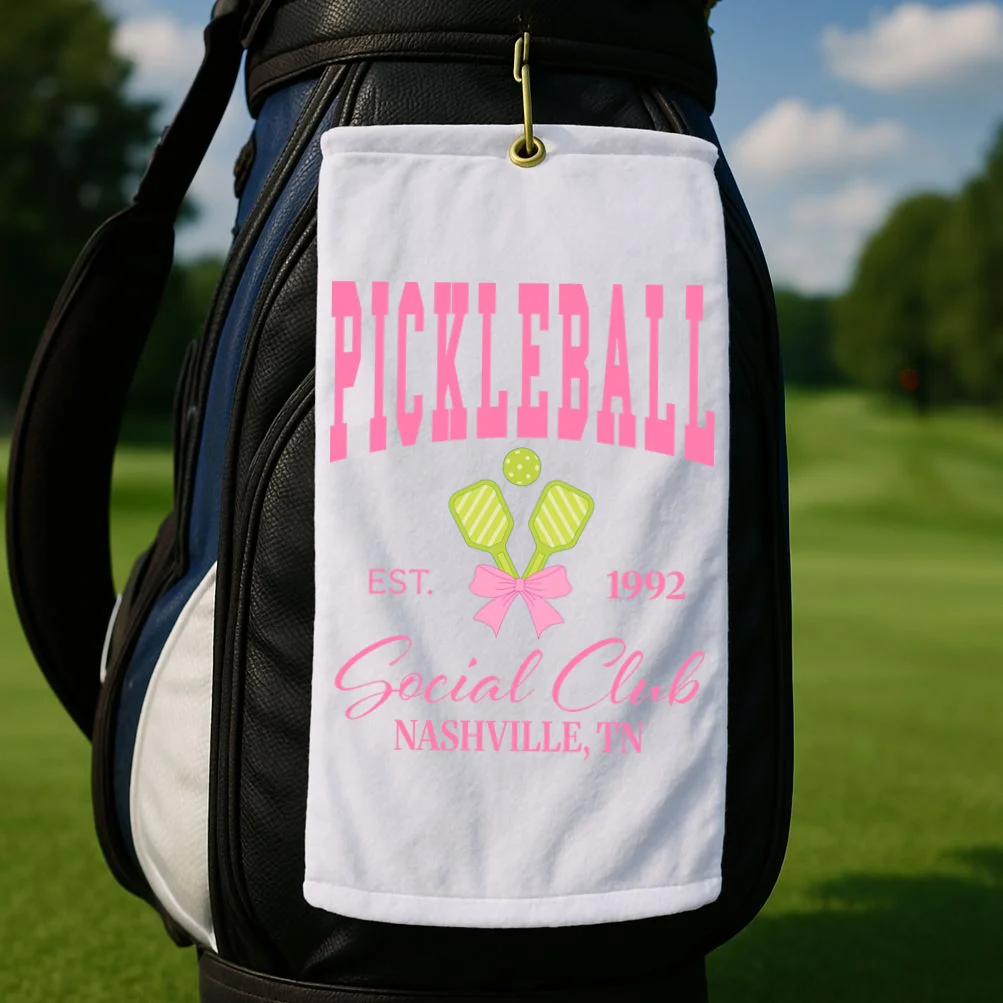 Custom Pickleball Social Club Personalized Golf Towel - Front 2