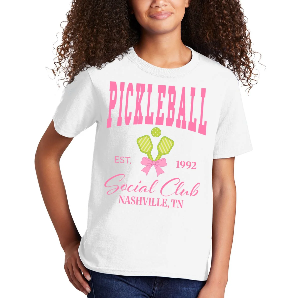 Custom Pickleball Social Club Personalized Kids T-Shirt - Front 1