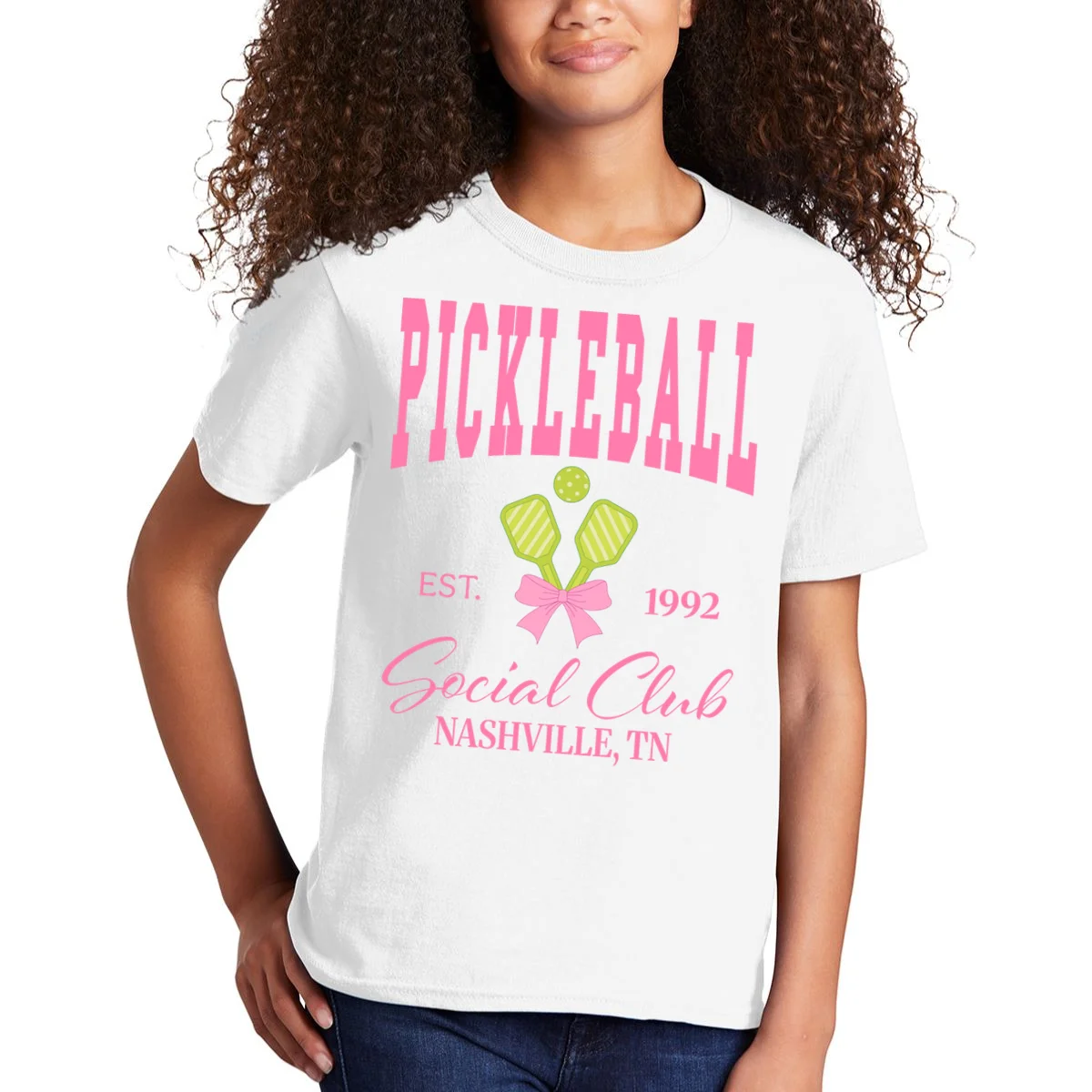 Custom Pickleball Social Club Personalized Kids T-Shirt - Front 1