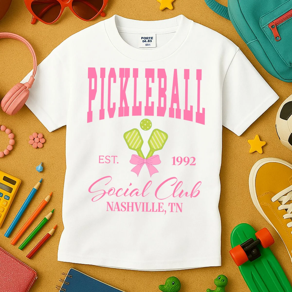 Custom Pickleball Social Club Personalized Kids T-Shirt - Front 2
