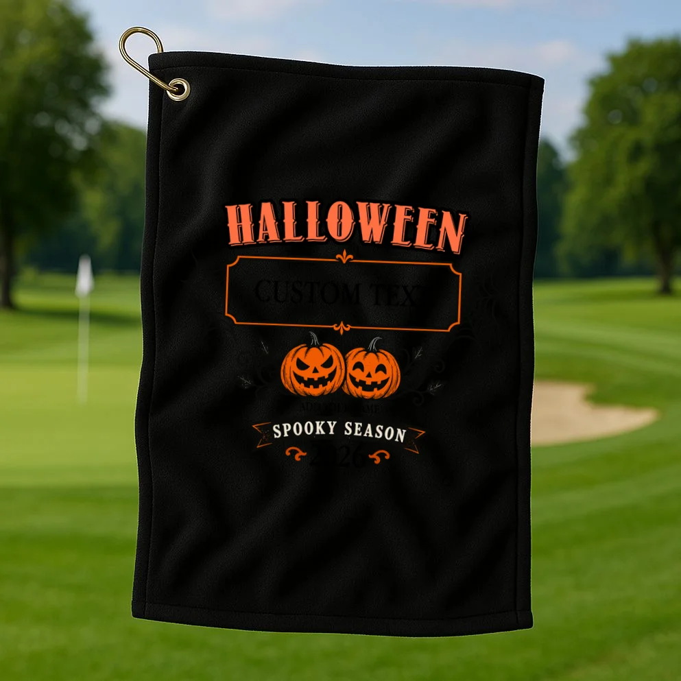 Custom Personalized Spooky Halloween Golf Towel - Front 1