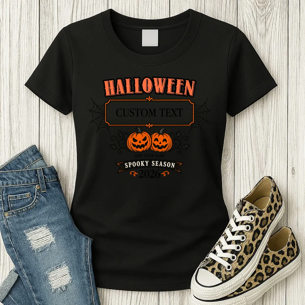 Custom Personalized Spooky Halloween Women's T-Shirt - Front 2