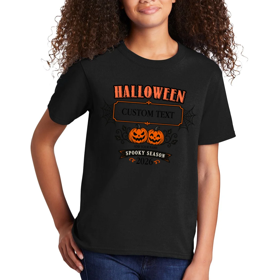 Custom Personalized Spooky Halloween Kids T-Shirt - Front 1